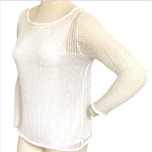 Uniform by John Paul Richards Mesh Sequin Top w/ Under-Tank Top Sz M White 88Q - Picture 3 of 6